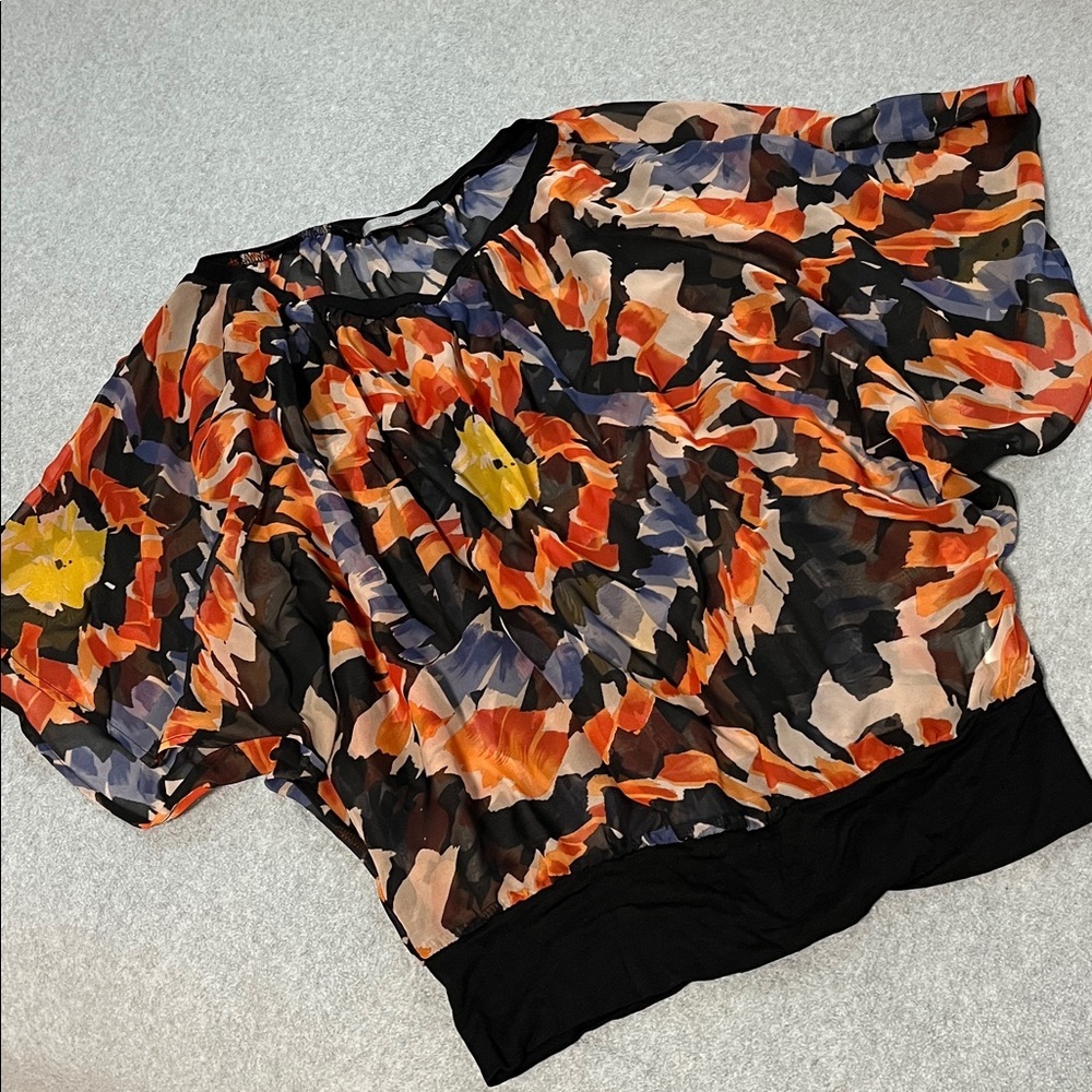 Funky Sheer Top Medium Multicolor Grunge Artsy Hippie Psychedelic